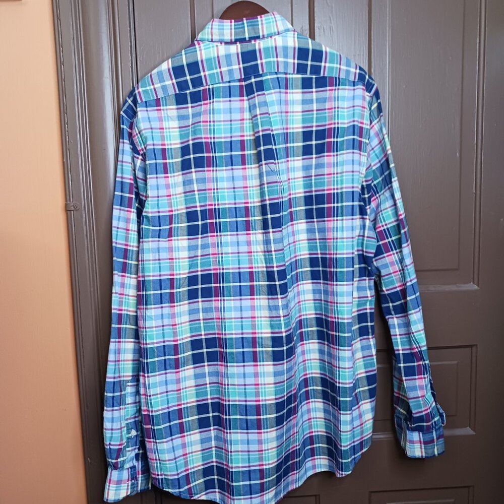 Polo Ralph Lauren Men's Navy Green Long Sleeve Slim Fit Plaid Shirt size XL - Picture 3 of 10